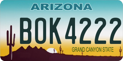 AZ license plate BOK4222