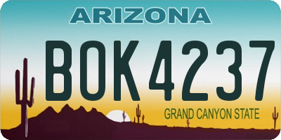 AZ license plate BOK4237