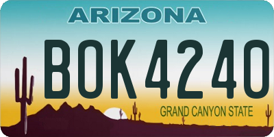AZ license plate BOK4240