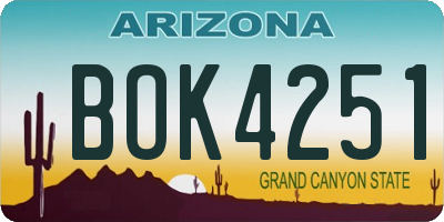 AZ license plate BOK4251
