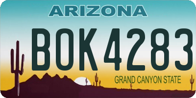 AZ license plate BOK4283