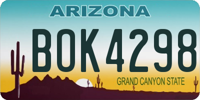AZ license plate BOK4298