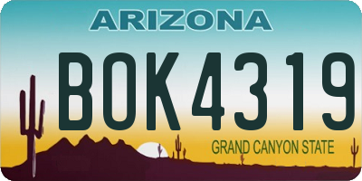 AZ license plate BOK4319