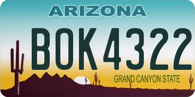 AZ license plate BOK4322