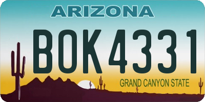 AZ license plate BOK4331