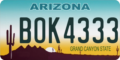 AZ license plate BOK4333