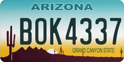AZ license plate BOK4337