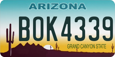 AZ license plate BOK4339