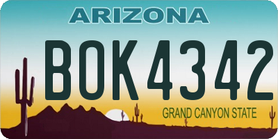 AZ license plate BOK4342
