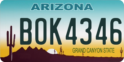 AZ license plate BOK4346