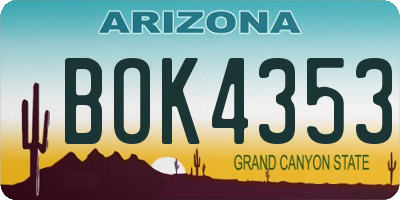 AZ license plate BOK4353