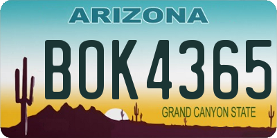 AZ license plate BOK4365