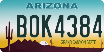 AZ license plate BOK4384