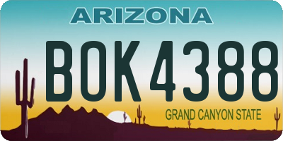 AZ license plate BOK4388