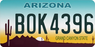 AZ license plate BOK4396