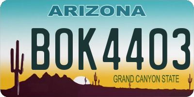 AZ license plate BOK4403