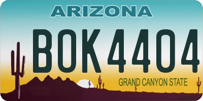 AZ license plate BOK4404