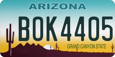 AZ license plate BOK4405