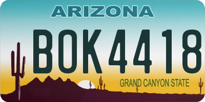 AZ license plate BOK4418