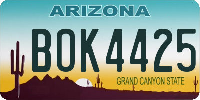 AZ license plate BOK4425