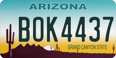 AZ license plate BOK4437