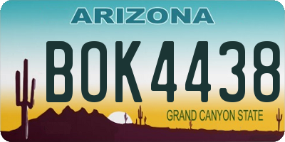 AZ license plate BOK4438