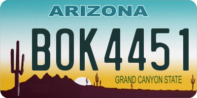 AZ license plate BOK4451