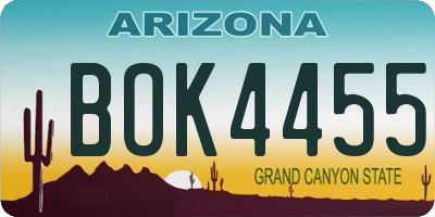 AZ license plate BOK4455