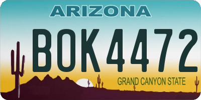 AZ license plate BOK4472