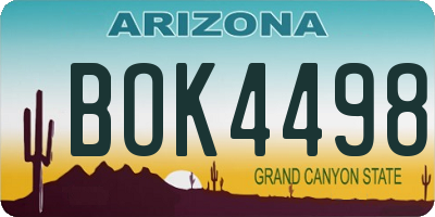 AZ license plate BOK4498