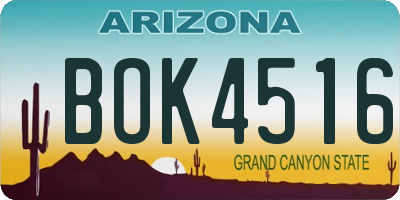 AZ license plate BOK4516