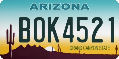 AZ license plate BOK4521