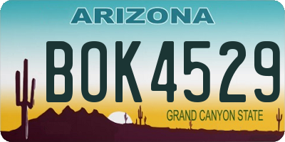 AZ license plate BOK4529
