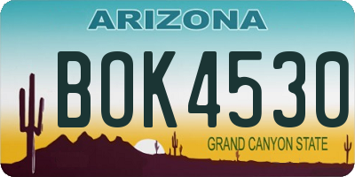 AZ license plate BOK4530