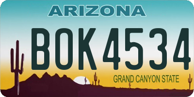 AZ license plate BOK4534