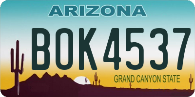 AZ license plate BOK4537