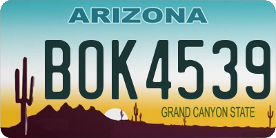 AZ license plate BOK4539