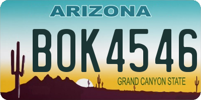 AZ license plate BOK4546