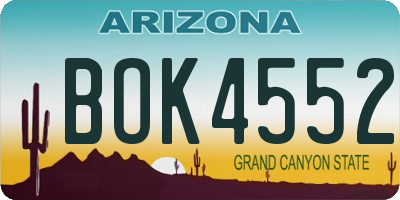AZ license plate BOK4552