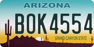 AZ license plate BOK4554