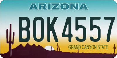 AZ license plate BOK4557
