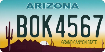 AZ license plate BOK4567