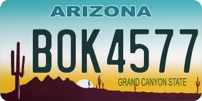 AZ license plate BOK4577