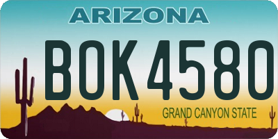 AZ license plate BOK4580