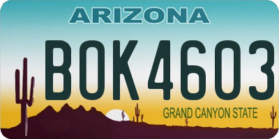 AZ license plate BOK4603