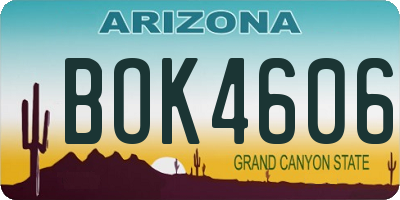 AZ license plate BOK4606