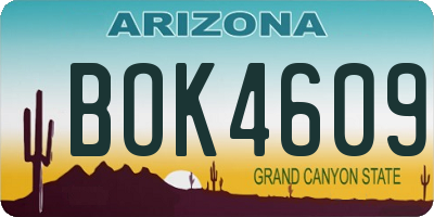 AZ license plate BOK4609