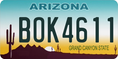 AZ license plate BOK4611