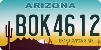 AZ license plate BOK4612