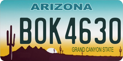AZ license plate BOK4630